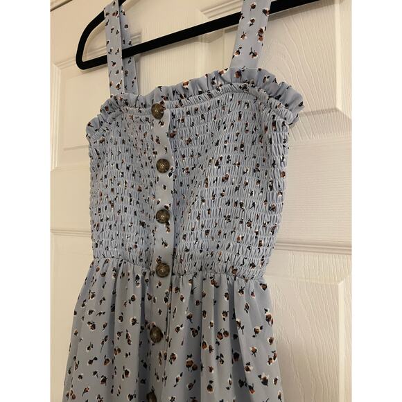 Milkmaid cottagecore floral print sleeveless smocked dress/ long top size medium - Picture 2 of 9